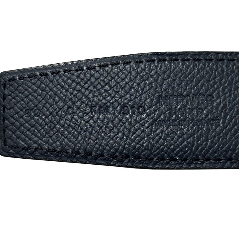 Hermes Belt Street H Leather Navy Gray Reversible