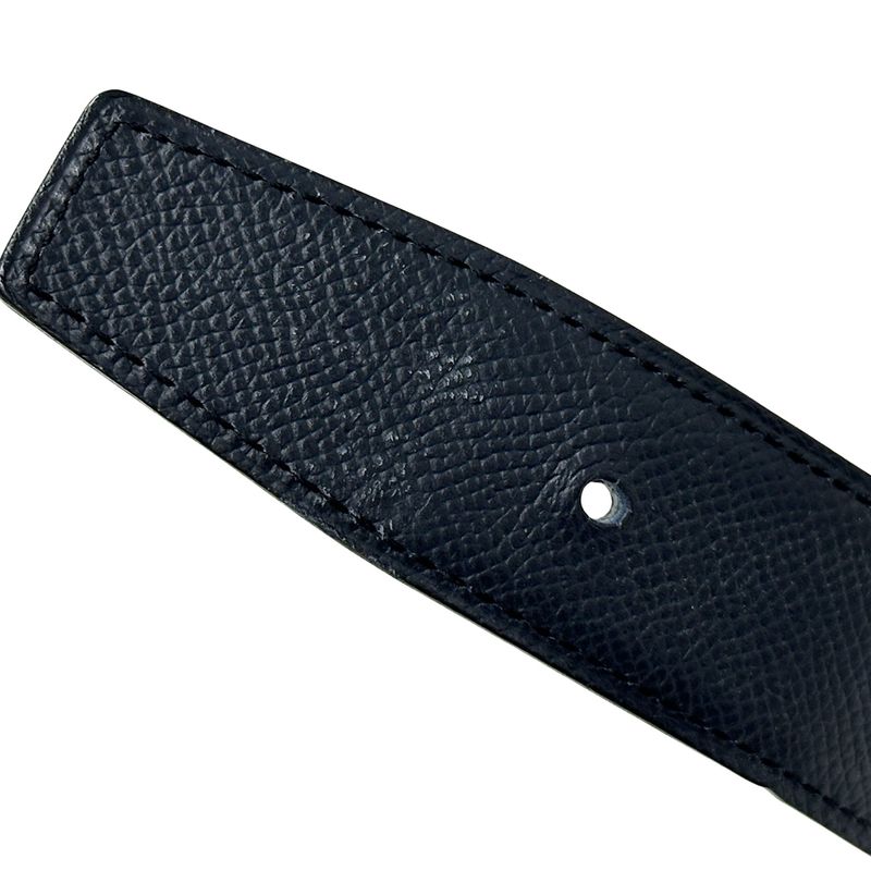 Hermes Belt Street H Leather Navy Gray Reversible