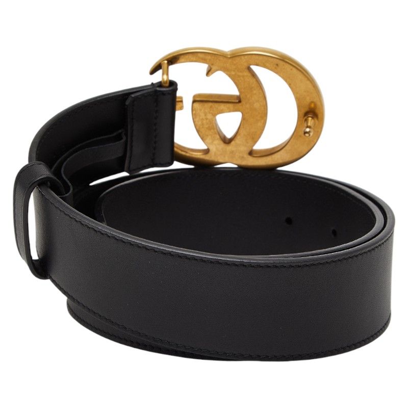 Gucci GG Marmont Double G Belt Size 75 30 Black Leather