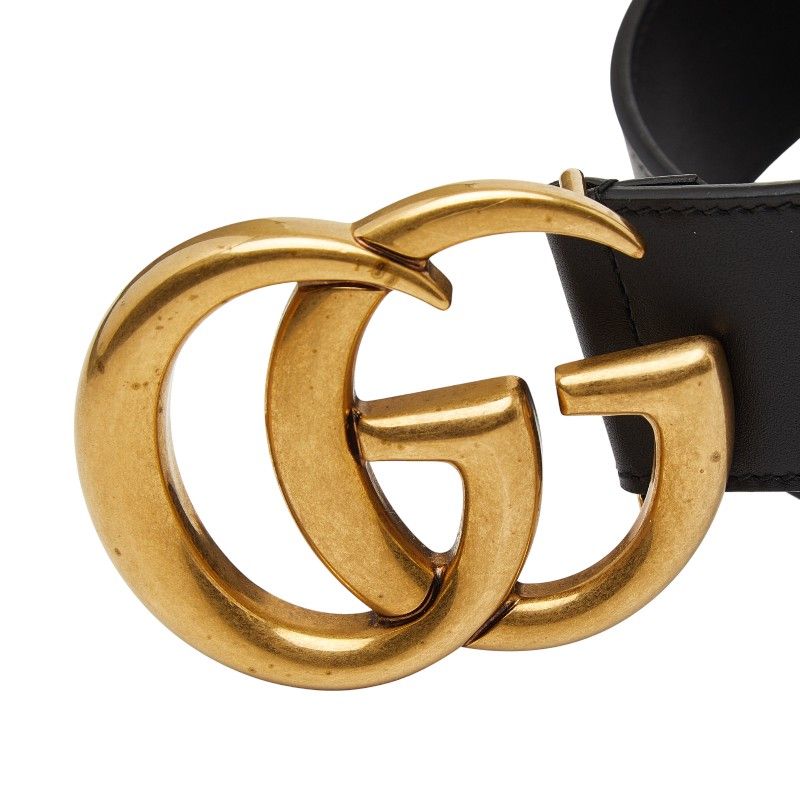 Gucci GG Marmont Double G Belt Size 75 30 Black Leather