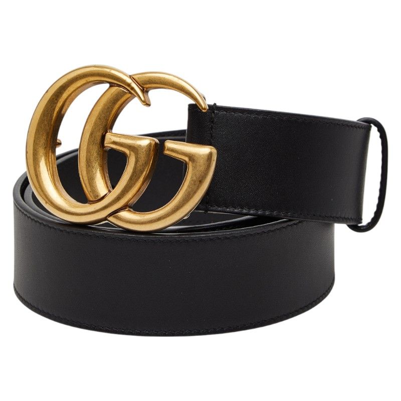 Gucci GG Marmont Double G Belt Size 75 30 Black Leather