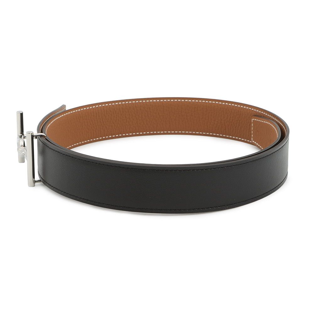 Hermes Belt Jumbo Black Gold Silver Box Calf Togo 80