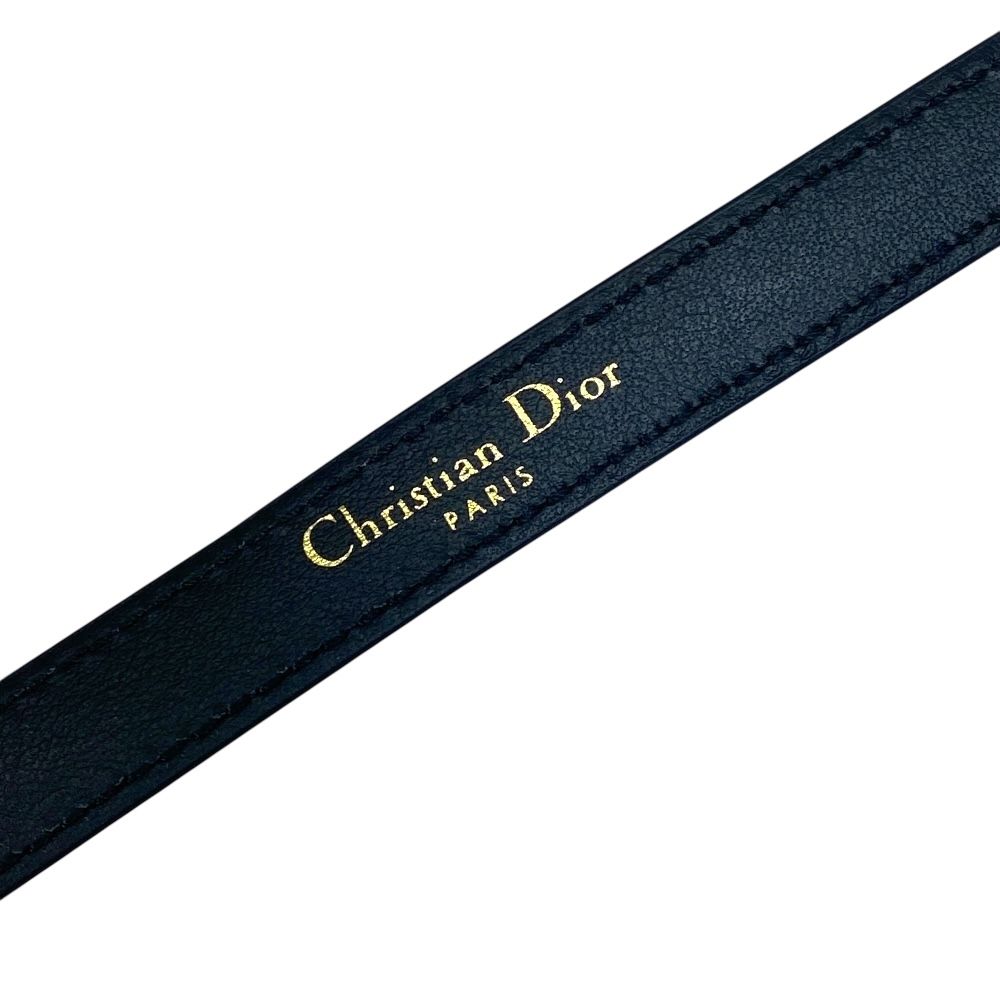 Dior Belt Slim Logo Leather Black Red Gold