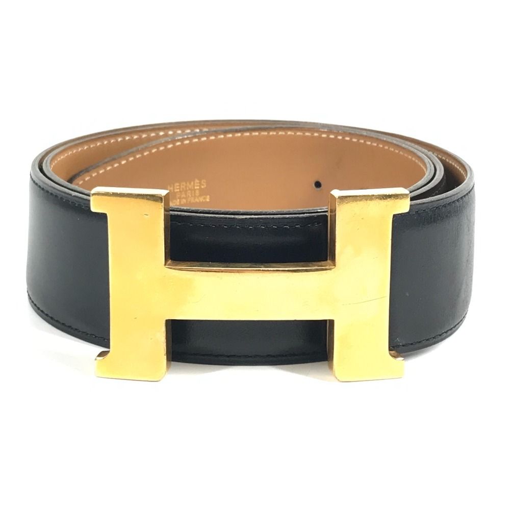 Hermes Belt Hhardware Big Logo Constance Leather Black