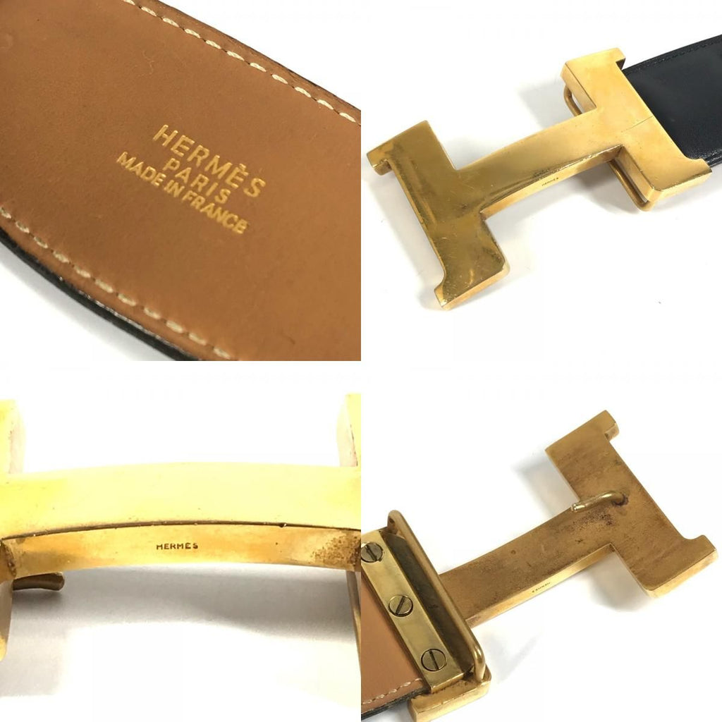 Hermes Belt Hhardware Big Logo Constance Leather Black