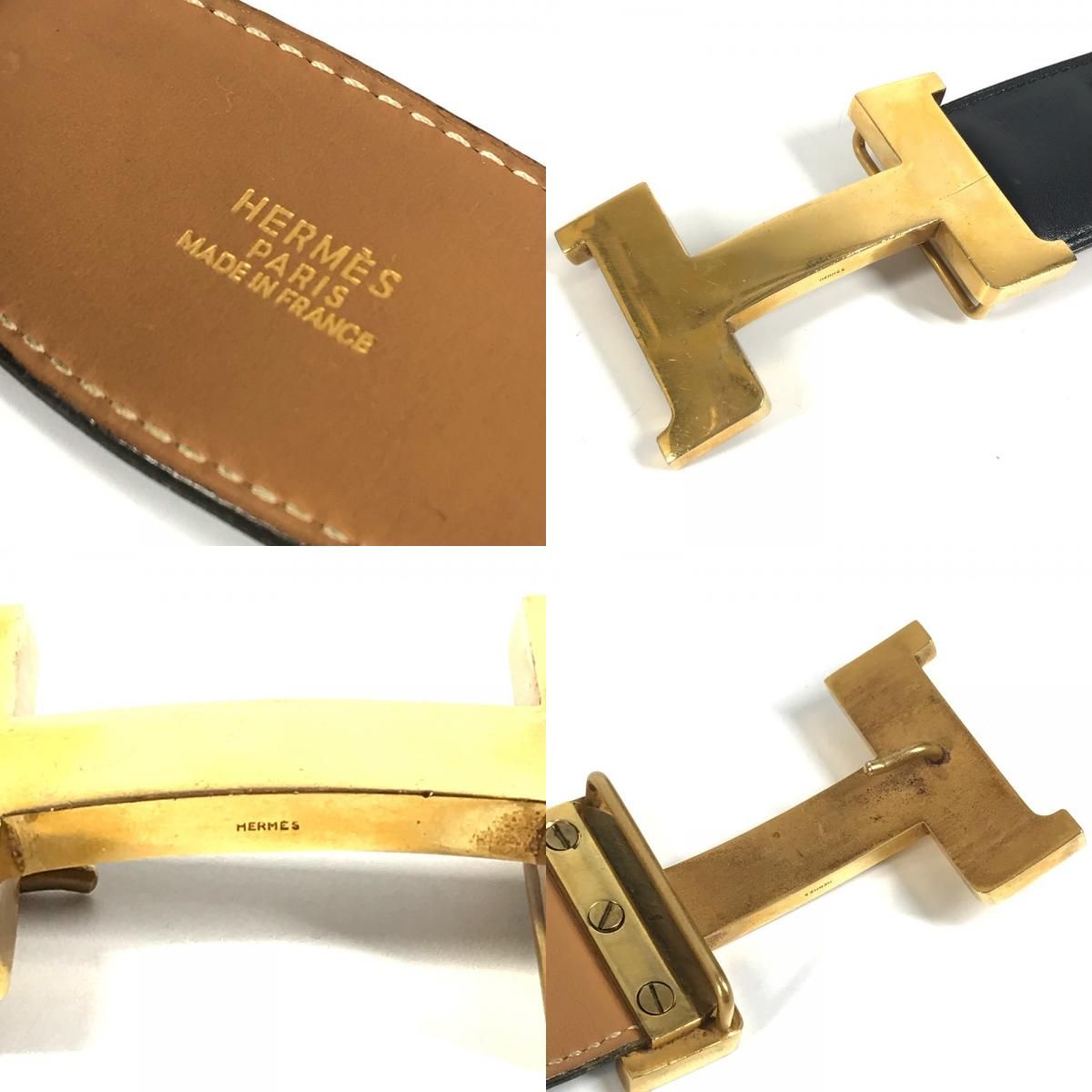 Hermes Belt Hhardware Big Logo Constance Leather Black