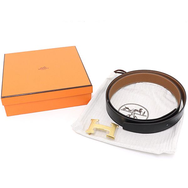 Hermes Belt Buckle Martelee & Leather 32 Calf 135 Togo Black