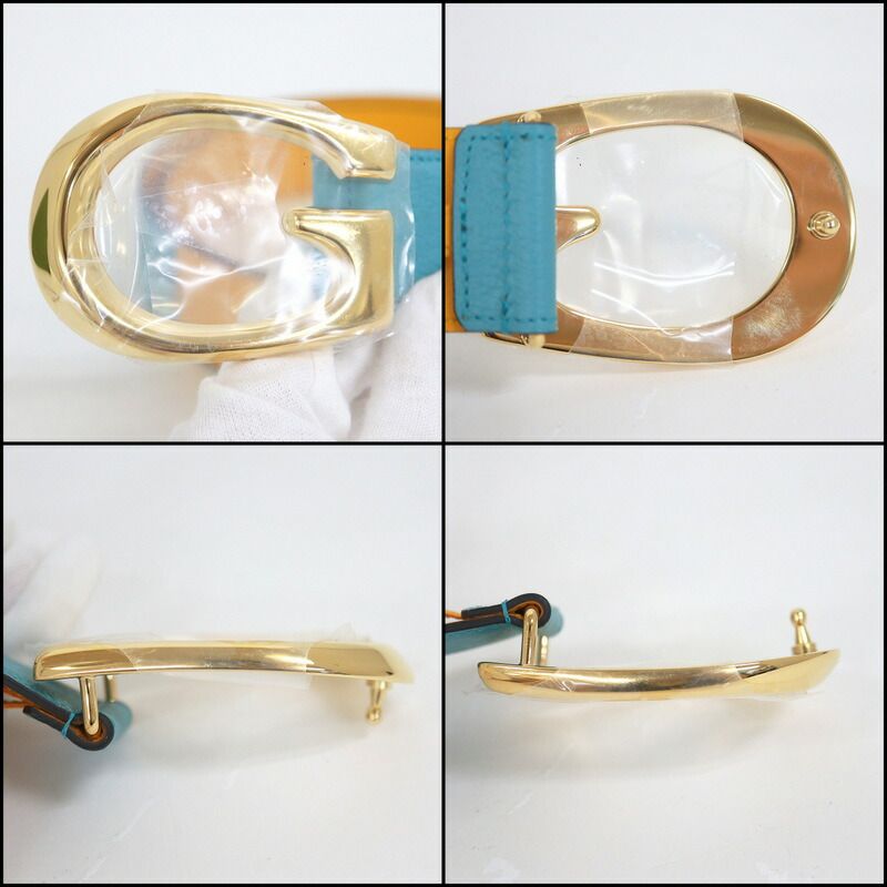 Gucci Belt Leather Light Blue Yellow