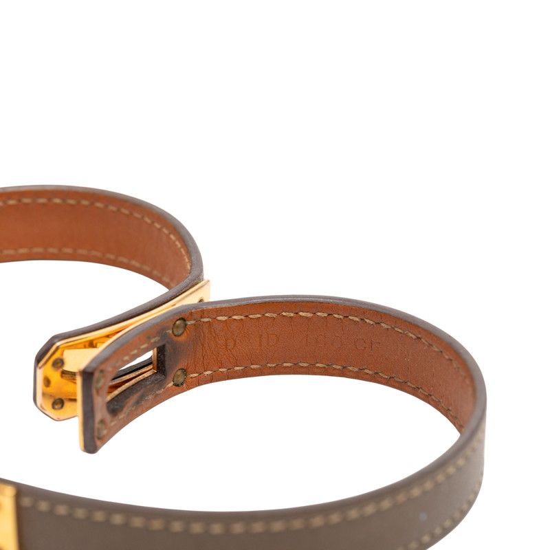 Hermes Kelly Double Tour Gray Brown Leather Plated Graybrown