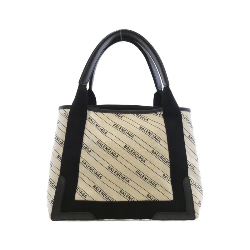 Balenciaga Navy Cabas Kmzan Bag Natural