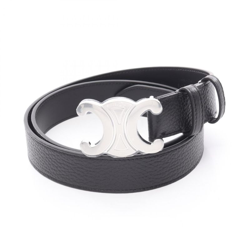 Celine Belt Triomphe Large Black Leather