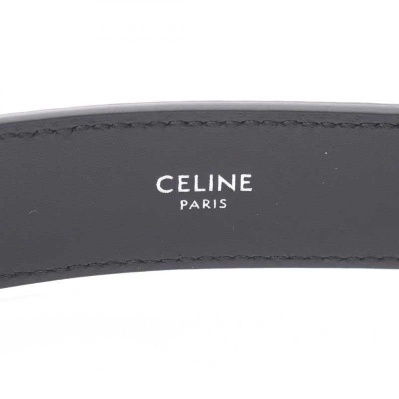 Celine Belt Triomphe Large Black Leather