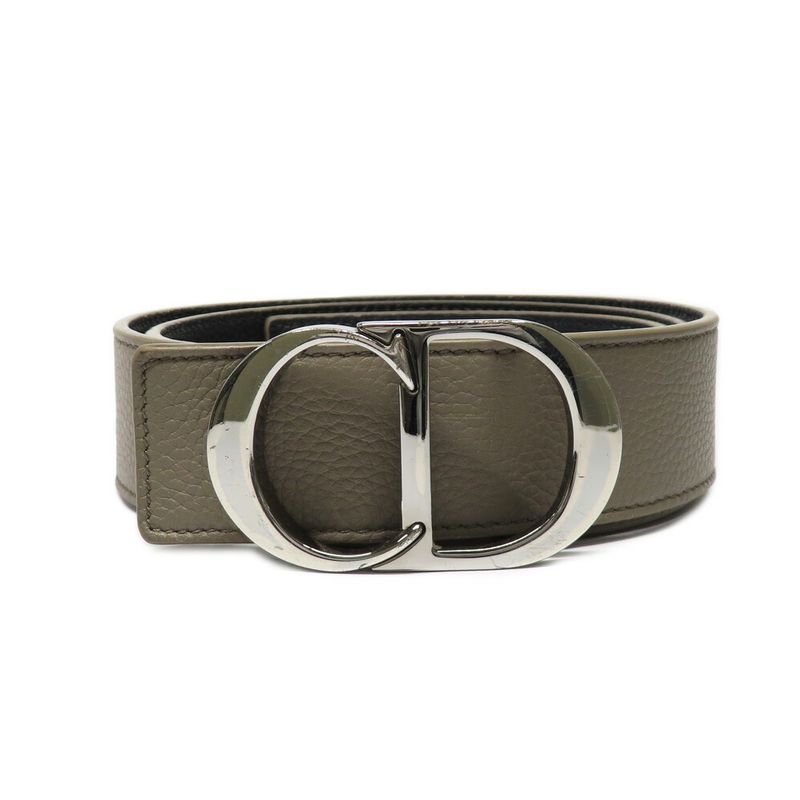 Dior CD Icon Logo Buckle Silver Metal Strap Reversible Black