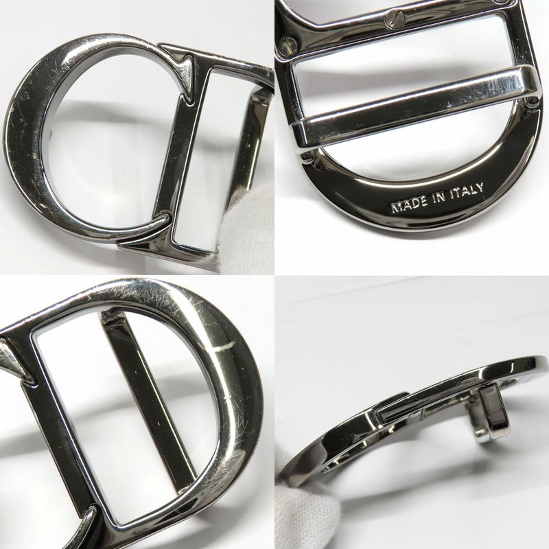 Dior CD Icon Logo Buckle Silver Metal Strap Reversible Black