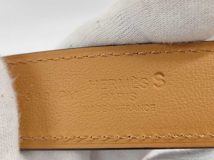 Hermes Belt Andy 26 Blue Indigo Gold Leather Silver