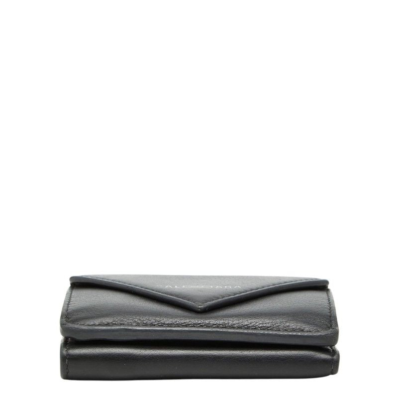 Balenciaga Paper Mini Wallet Trifold Compact Black Leather