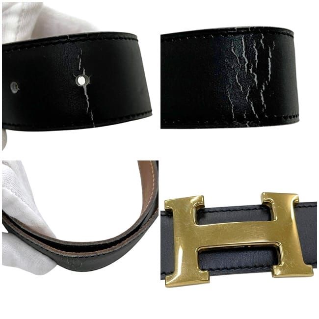 Hermes Belt Black Camel Brown Gold