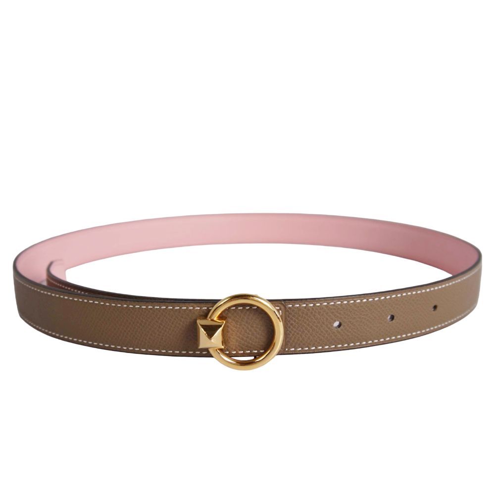 Hermes Belt Leather Medle Buckle Greige Pink