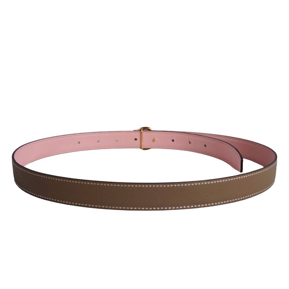 Hermes Belt Leather Medle Buckle Greige Pink