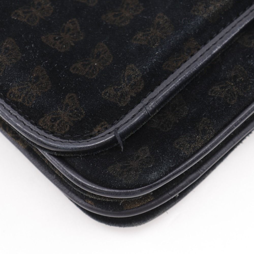 Bottega Veneta 2-Way Shoulder Butterfly Pattern Suede Black Tote Bag