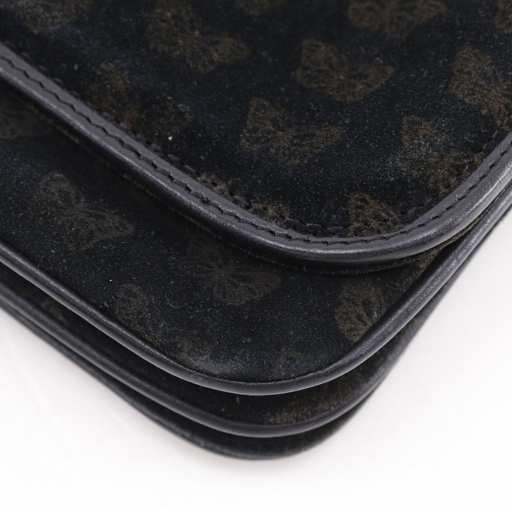 Bottega Veneta 2-Way Shoulder Butterfly Pattern Suede Black Tote Bag