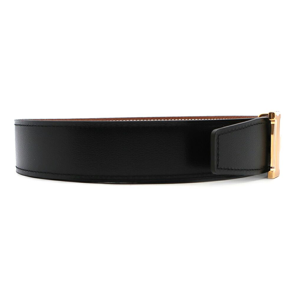 Hermes Belt Buckle Leather 95 Black Gold