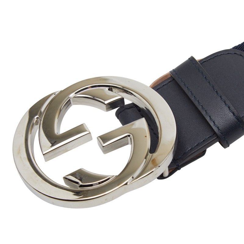 Gucci Belt 30 Navy Red Canvas Leather