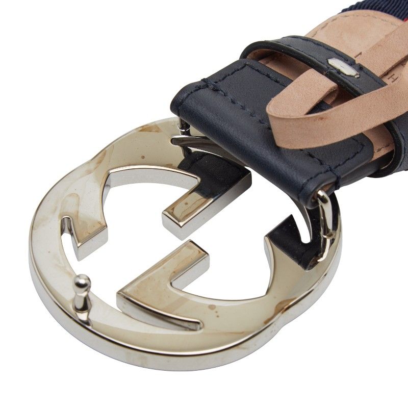 Gucci Belt 30 Navy Red Canvas Leather
