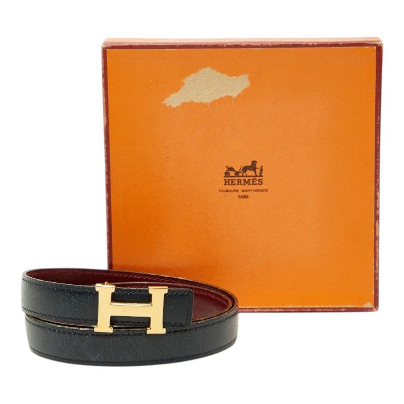 Hermes Belt Reversible Navy Red Leather