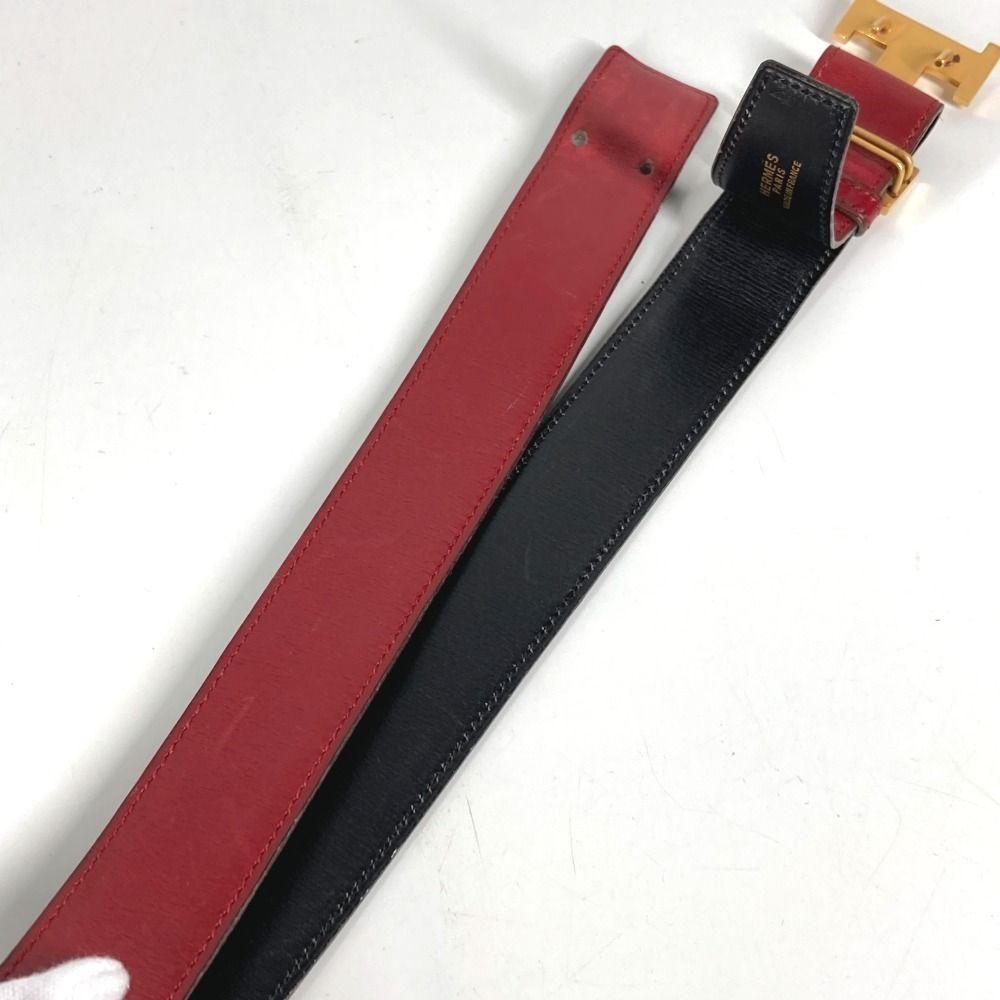 Hermes Belt Leather Red Black