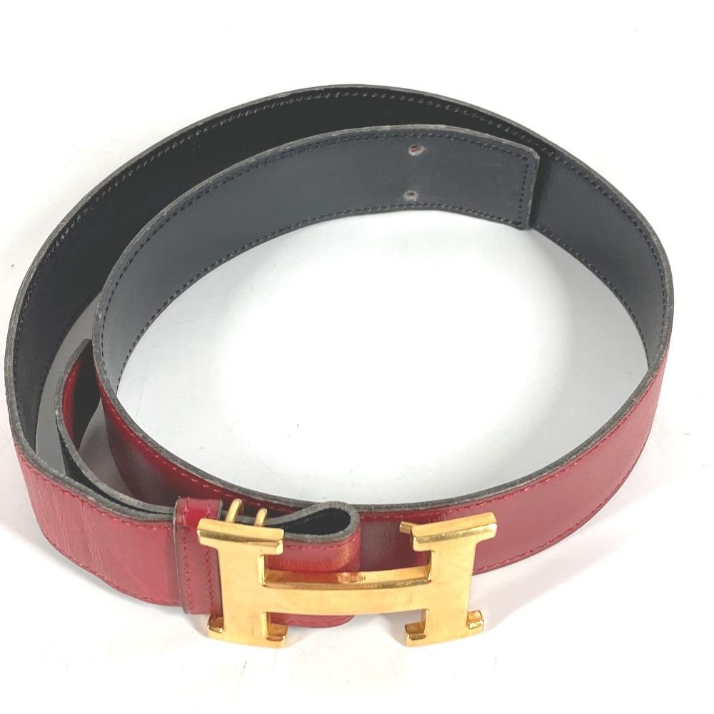 Hermes Belt Leather Red Black