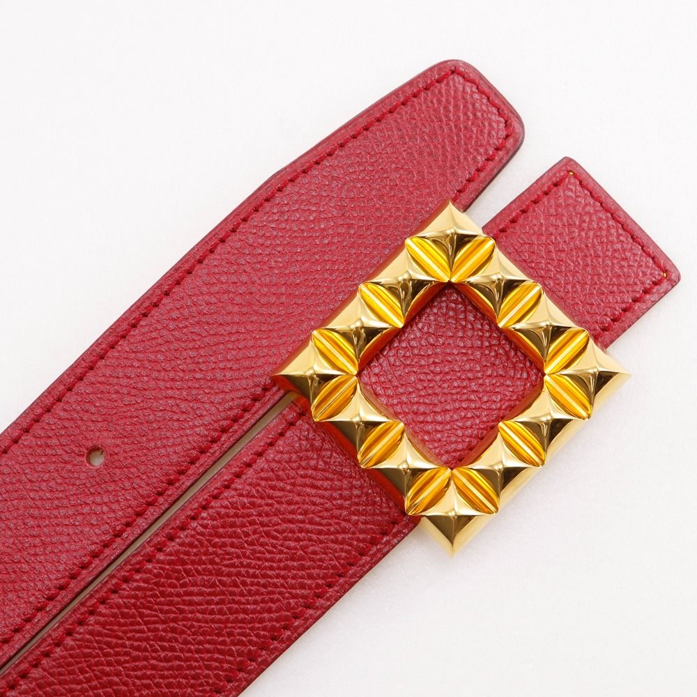 Hermes Medallion Reversible Vintage Leather Red Yellow Belt