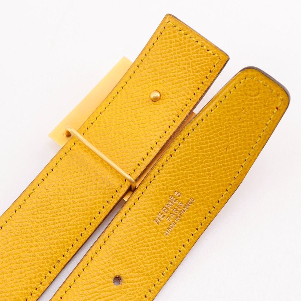 Hermes Medallion Reversible Vintage Leather Red Yellow Belt