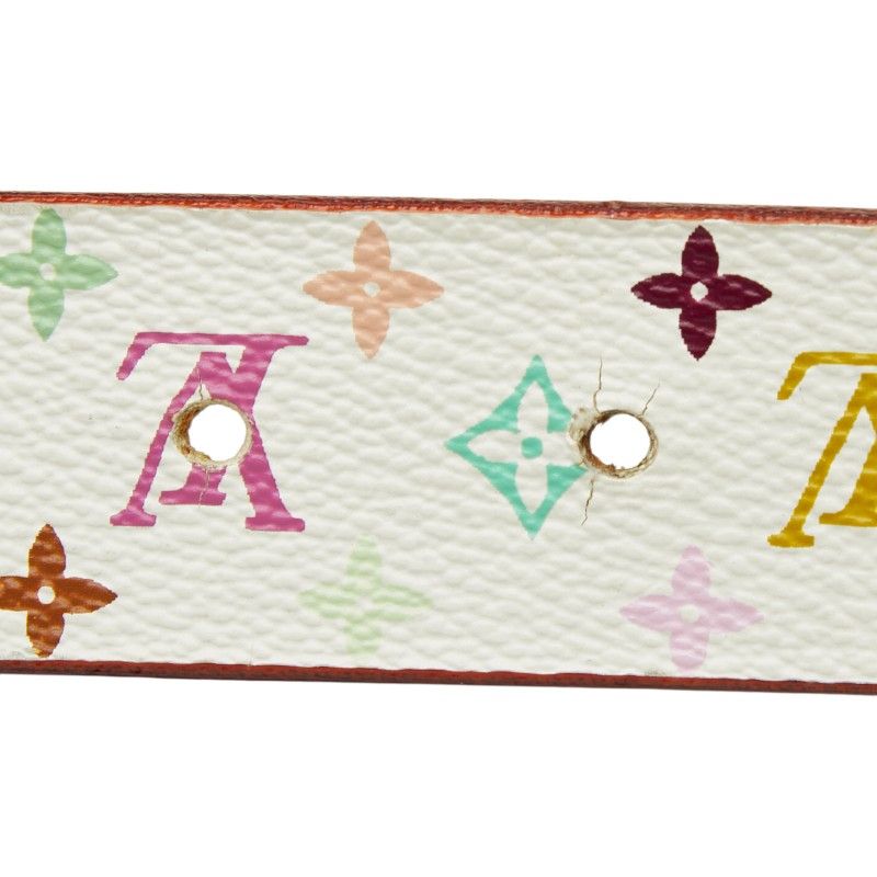 Louis Vuitton Monogram Multicolor Ceinture Carre 80 32 White Gold Leather Belt