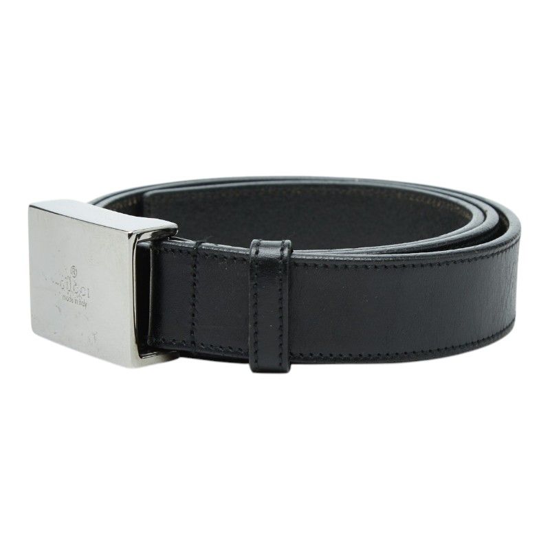 Gucci Logo Buckle Belt 90 36 Black Leather