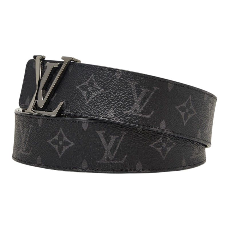 Louis Vuitton Monogram Eclipse Belt LV Initial 40 mm Reversible 38 Black Leather