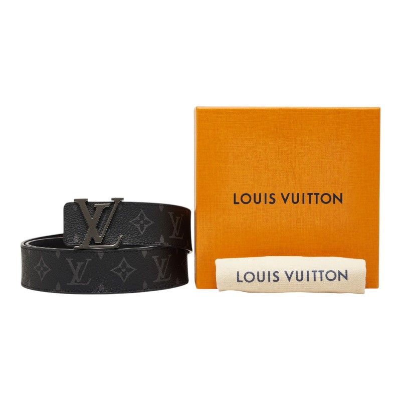 Louis Vuitton Monogram Eclipse Belt LV Initial 40 mm Reversible 38 Black Leather