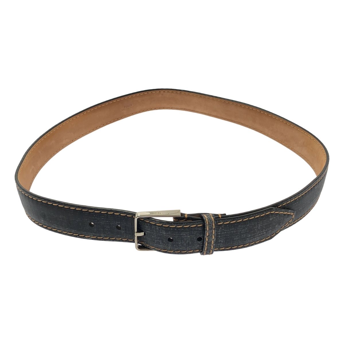 Fendi Leather Print Belt 95 Navy
