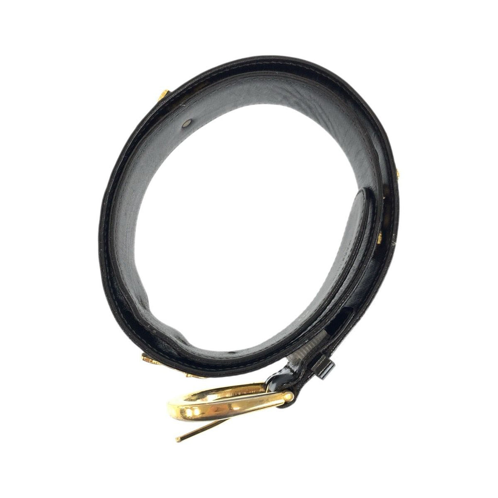 Celine Vintage Carriage 70 Black Gold Patent Leather Belt