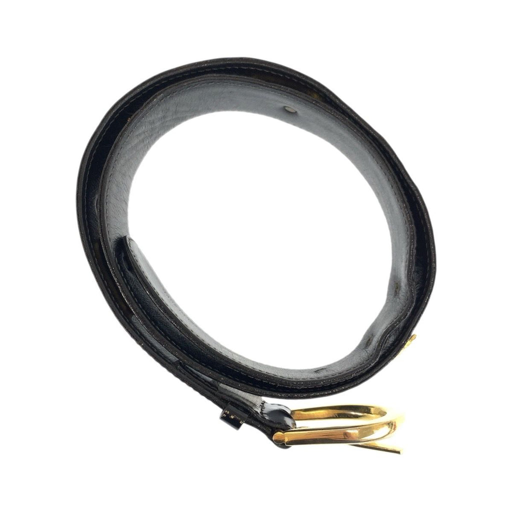 Celine Vintage Carriage 70 Black Gold Patent Leather Belt
