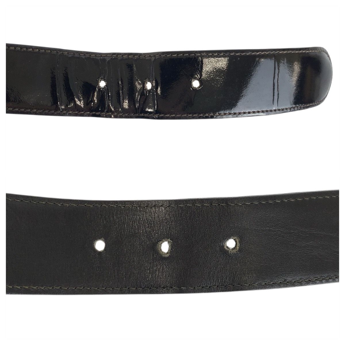 Celine Vintage Carriage 70 Black Gold Patent Leather Belt