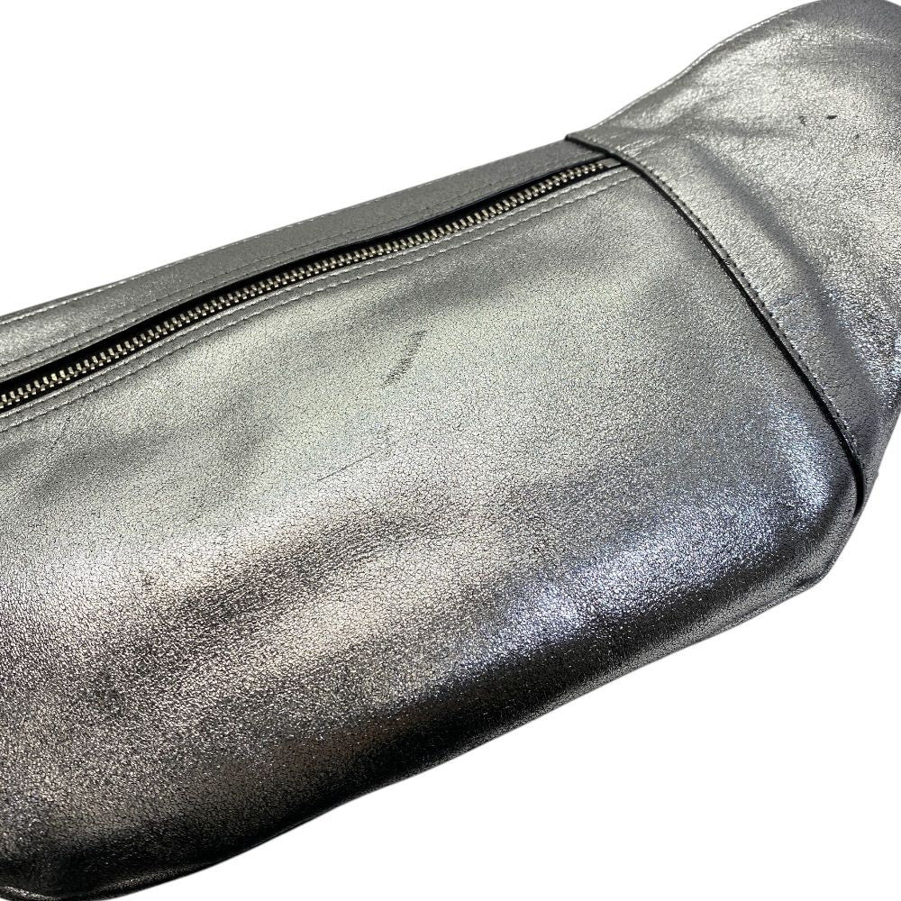 Saint Laurent Belt Bag Logo Leather Metallic Silver Paris Sophistication