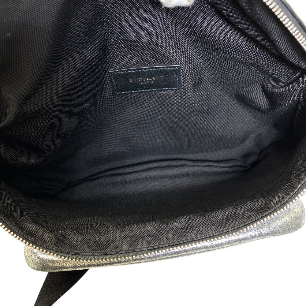 Saint Laurent Belt Bag Logo Leather Metallic Silver Paris Sophistication