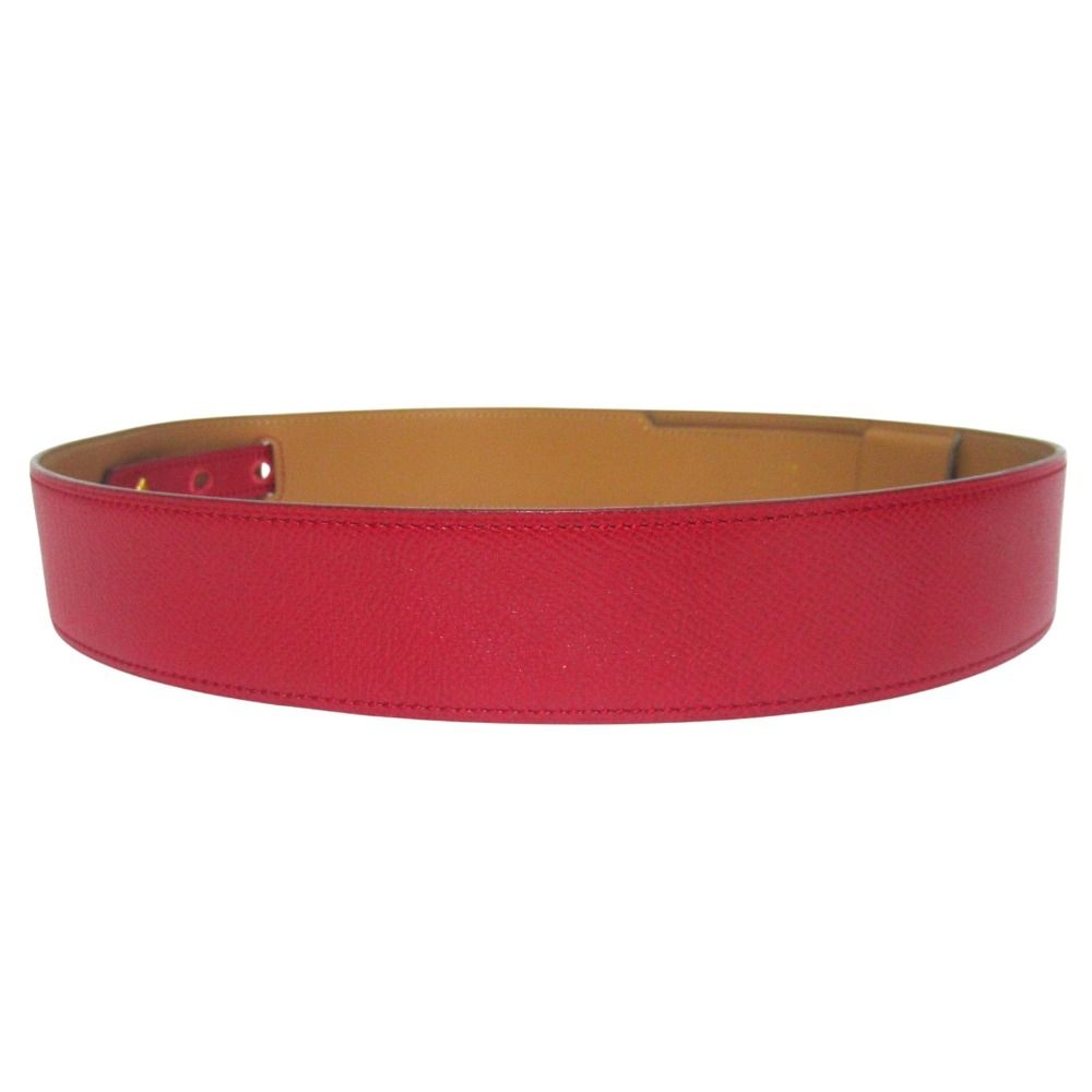 Hermes Kelly Leather Belt 70 Red Gold
