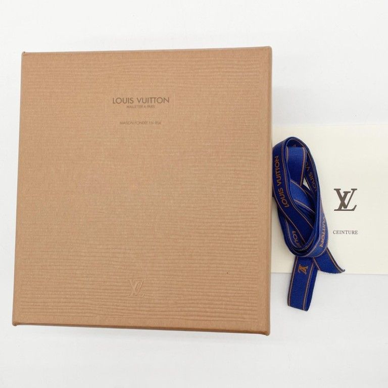 Louis Vuitton Belt Ceinture Carre Brown Leather Gold