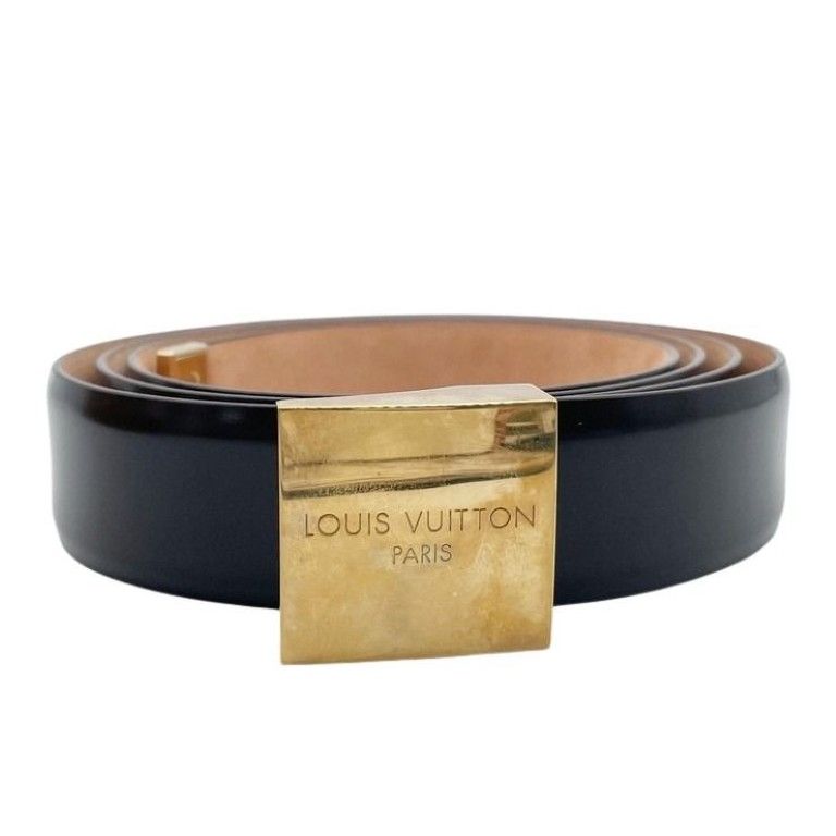 Louis Vuitton Belt Ceinture Carre Brown Leather Gold