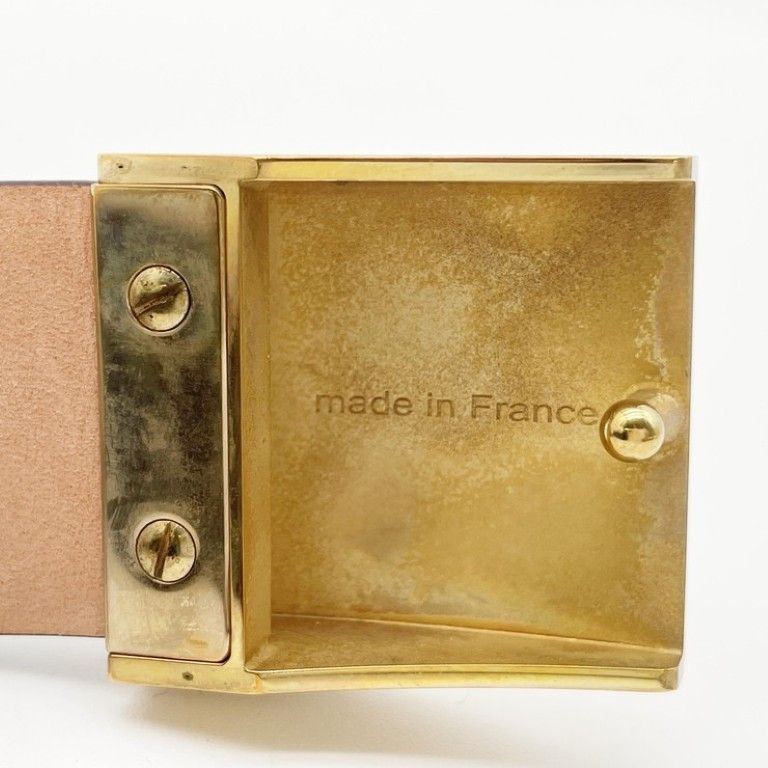 Louis Vuitton Belt Ceinture Carre Brown Leather Gold