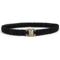 Chanel CC Logo Rhinestone Buckle Leather Rubber Belt Black Gold