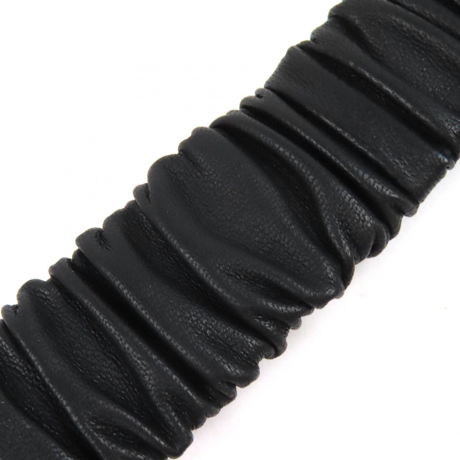 Chanel CC Logo Rhinestone Buckle Leather Rubber Belt Black Gold