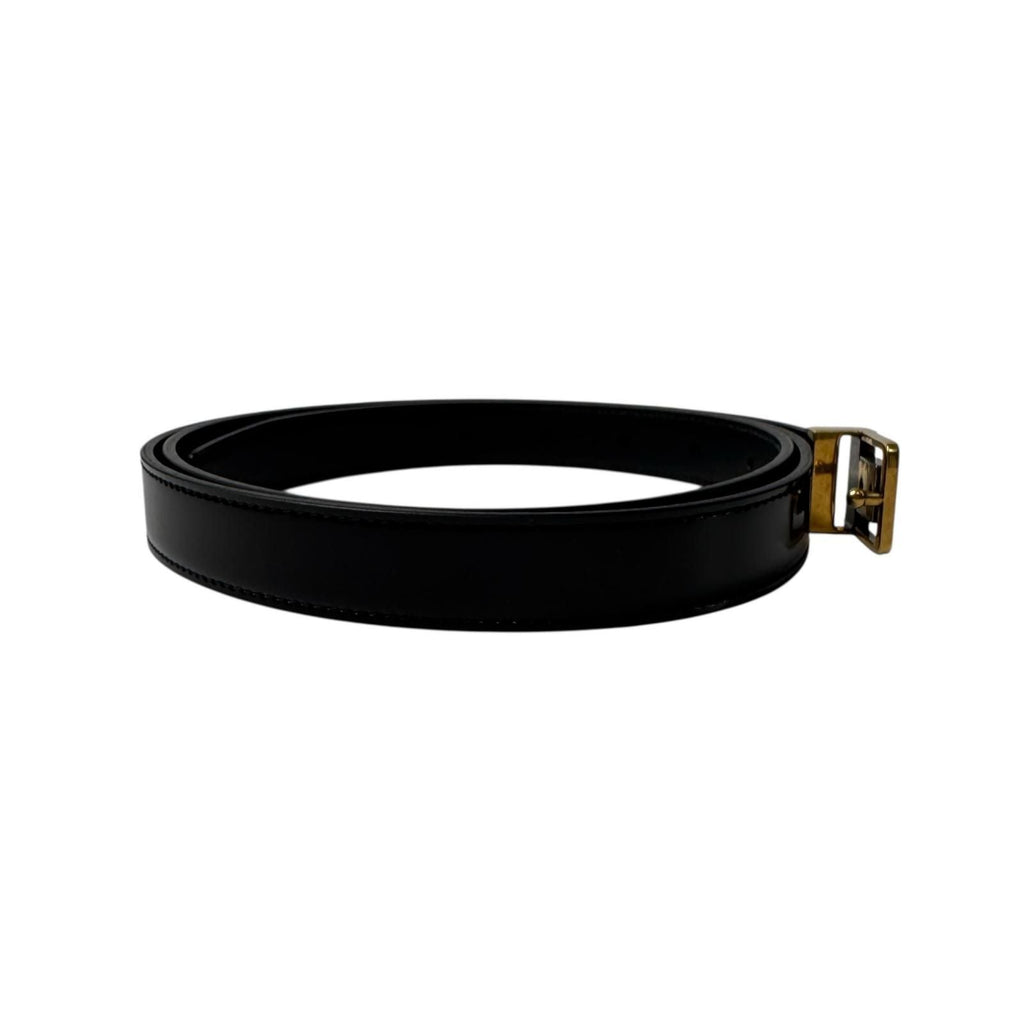 Saint Laurent YSL Yves Push Pin Buckle Belt 100 Shiny Leather